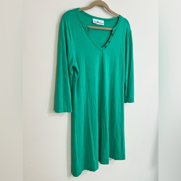 HALEY AND THE HOUND 3/4 Sleeve Notch Collar Women's Kelly Green Dress Size M - Picture 3 of 10